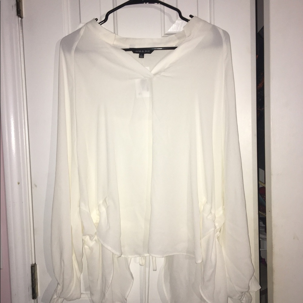 Strut and Bolt white sheer blouse